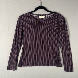 Tory Burch Long Sleeve Blue Red Floral Cotton Shirt Woman's Size Medium